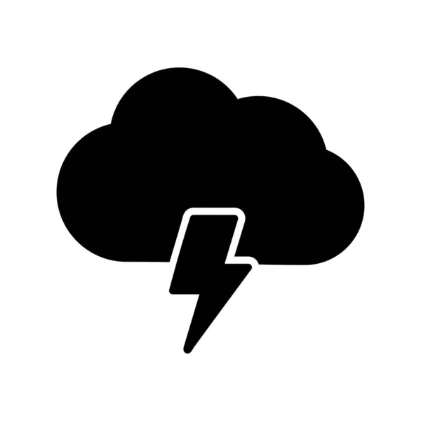 Nube Rayos Glifo Vector Icono Desig — Vector de stock