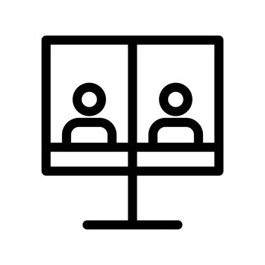 Çevrimiçi Toplantı Ana Hattı Vektör Simgesi Tasarımı