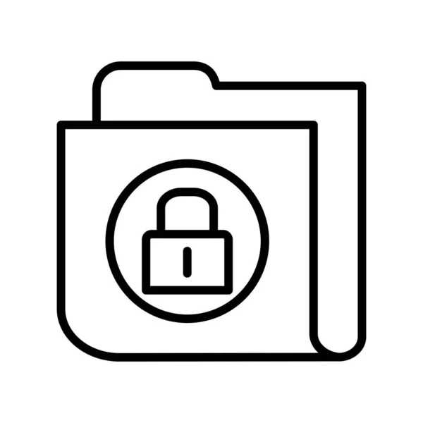 Secure Folder Outline Vector Icon Desig — Stock Vector
