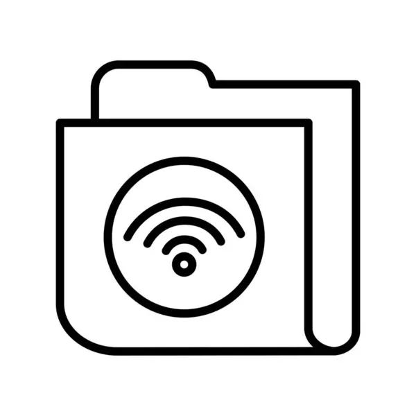 Wifi Folder Outline Vector Icon Defence — стоковый вектор