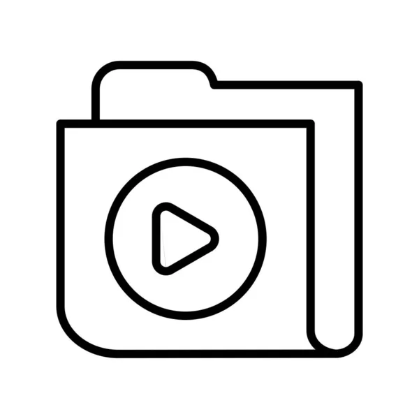 Videos Folder Outline Vector Icon Desig — Stock Vector