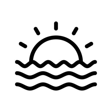 Sunset Outline Vektör Simgesi Tasarımı