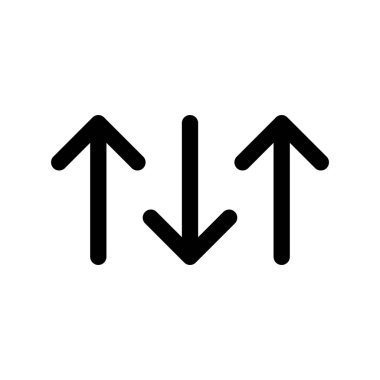 İki Yukarı ve Bir Aşağı Ok Ana Hattı Vektör Simgesi Tasarımı