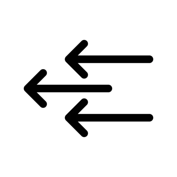Flecha Lateral Izquierda Esquema Vector Icono Desig — Vector de stock