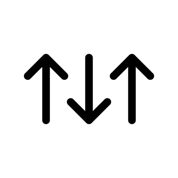 2つの上矢印と1つの下矢印の概要ベクトルアイコンのデザイン — ストックベクタ