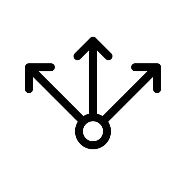 Drieweg Pijl Contouren Vector Icon Desig — Stockvector