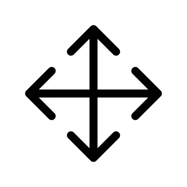 Four Way Arrow Outline Vector Icon Desig — Stock Vector