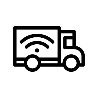 Teslimat Kamyonu Taslak Vektör Simgesi Tasarımı