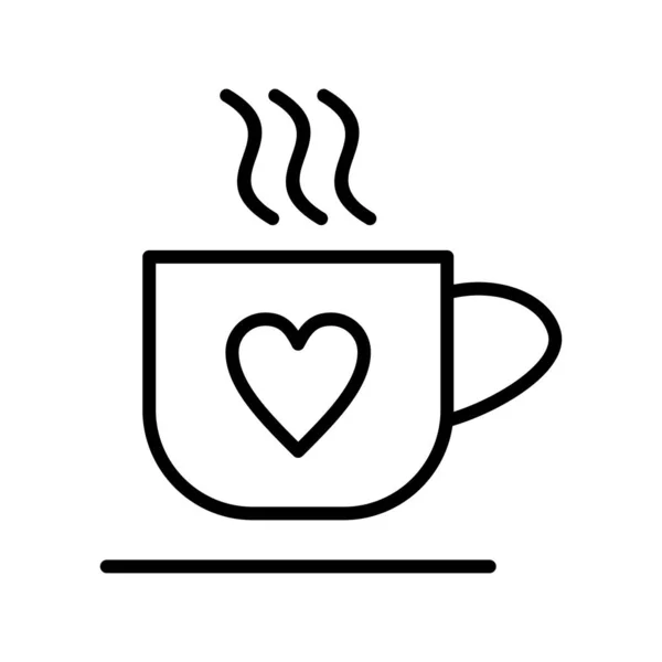 Love Coffee Cup Vázlat Vektor Ikon Desig — Stock Vector
