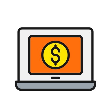 Laptop Satırı Doldurulmuş Vektör Simgesi Tasarımı