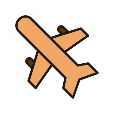 Uçak Hattı Dolu Vektör Simgesi Tasarımı