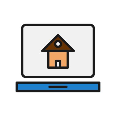 Laptop Satırı Doldurulmuş Vektör Simgesi Tasarımı