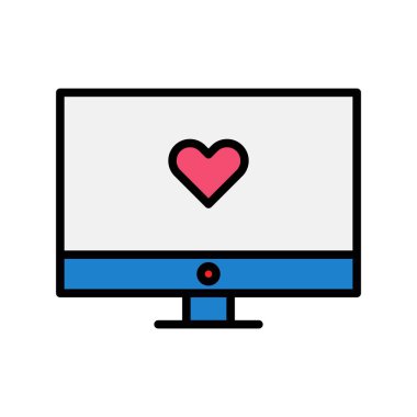 Monitör Satırı Dolu Vektör Simgesi Tasarımı