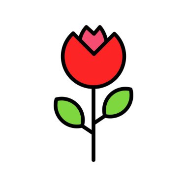 Çiçek Satırı Dolu Vektör Simgesi Tasarımı