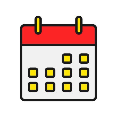 Takvim Satırı Doldurulmuş Vektör Simgesi Tasarımı