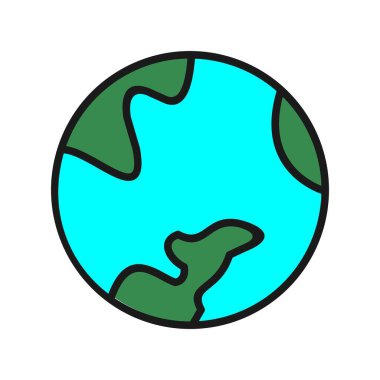 Dünya Satırı Dolu Vektör Simgesi Tasarımı