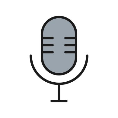 Mikrofon Satırı Doldurulmuş Vektör Simgesi Tasarımı