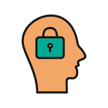 Kilit Satırı Dolu Vektör Simgesi Tasarımı