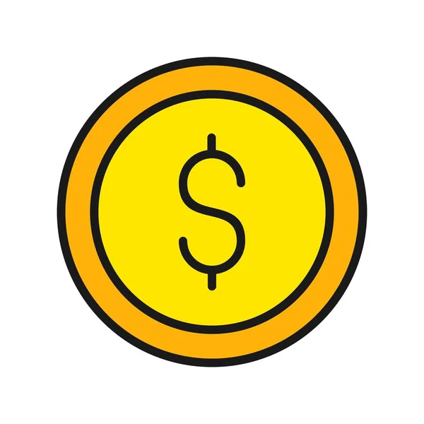 Coin Line Filled Vector Icon Desig — Stock Vector