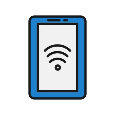  Wifi Satırı Doldurulmuş Vektör Simgesi Tasarımı