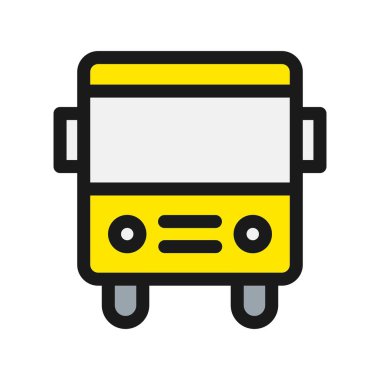 Büyük Otobüs Satırı Dolu Vektör Simgesi Tasarımı