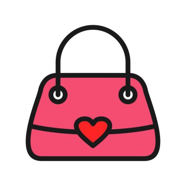 Kadın Torba Satırı Dolu Vektör Simgesi Tasarımı