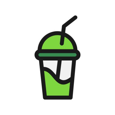 Milkshake Satırı Doldurulmuş Vektör Simgesi Tasarımı