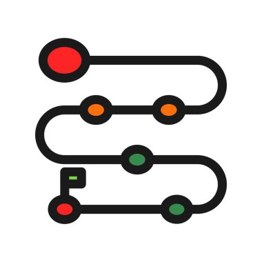  Yol Haritası Dolu Vektör Simgesi Tasarımı