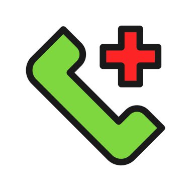 Acil Çağrı Satırı Dolu Vektör Simgesi Tasarımı