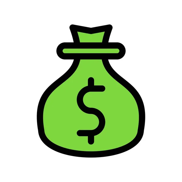 Money Bag Line Filled Vector Icon Desig — Stock Vector