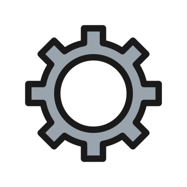 Gear Satırı Dolu Vektör Simgesi Tasarımı