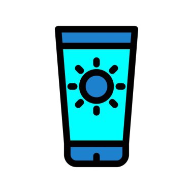 Güneş Kremi Satırı Dolu Vektör Simgesi Tasarımı