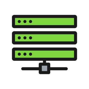 Sunucu Satırı Doldurulmuş Vektör Simgesi Tasarımı
