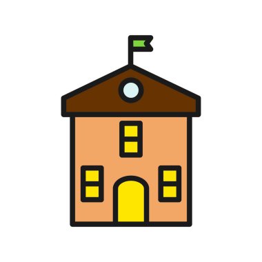 Kampüs Satırı Dolu Vektör Simgesi Tasarımı