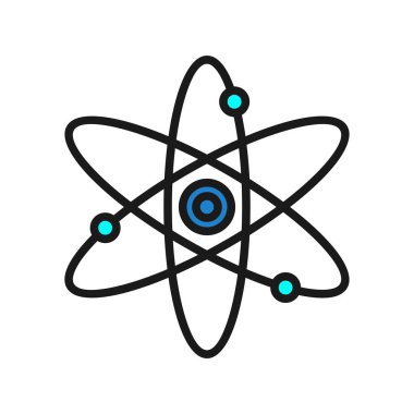  Atom Satırı Dolu Vektör Simgesi Tasarımı