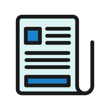 Haber Kağıdı Satırı Doldurulmuş Vektör Simgesi Tasarımı