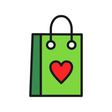 Aşk Torbası Satırı Dolu Vektör Simgesi Tasarımı