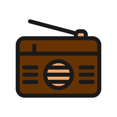  Radyo Satırı Doldurulmuş Vektör Simgesi Tasarımı