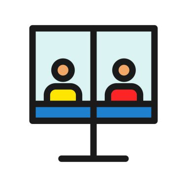 Çevrimiçi Toplantı Ana Hattı Vektör Simgesi Tasarımı