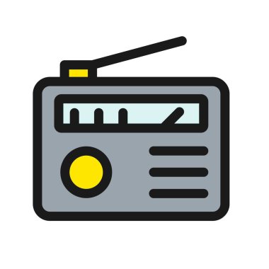 Radyo Satırı Doldurulmuş Vektör Simgesi Tasarımı