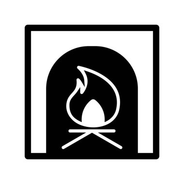 Şömine Kabartma Vektörü Simgesi Tasarımı