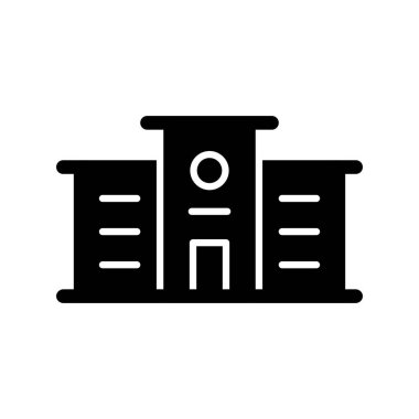 Ofis Binası Glyph Vektör Simgesi Tasarımı