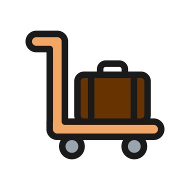 Bagaj Arabası Satırı Vektör Simgesi Tasarımı