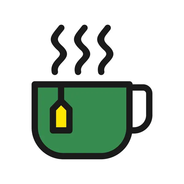 Tea Mug Line Filled Vector Icon Desig — Stock Vector