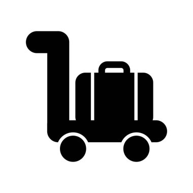  Bagaj Arabası Glyph Vektör Simgesi Tasarımı