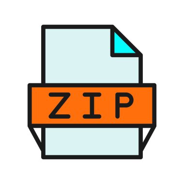 Zip Satırı Doldurulmuş Vektör Simgesi Tasarımı