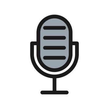  Mikrofon Satırı Doldurulmuş Vektör Simgesi Tasarımı