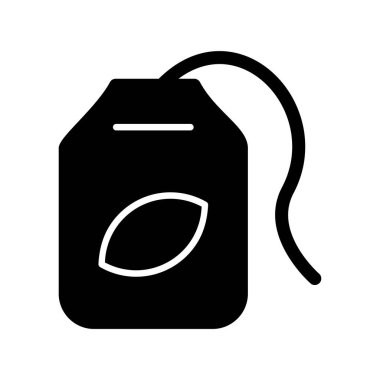 Yeşil Çay Torbası Kabartma Vektör Simgesi Tasarımı