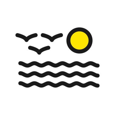 Deniz Hattı Dolu Vektör Simgesi Tasarımı