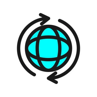 Dünya Satırı Dolu Vektör Simgesi Tasarımı